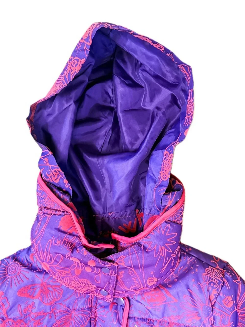 Desigual  'Hume' Ombre Quilted Puffer Coat Kids Girls 13/14 Velvet Flocked Belt